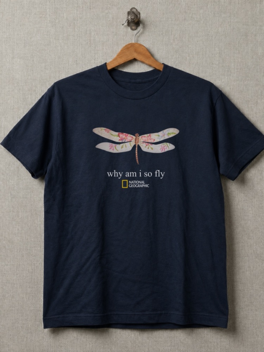 National Geographic Floral Dragonfly Graphic Tee - Navy